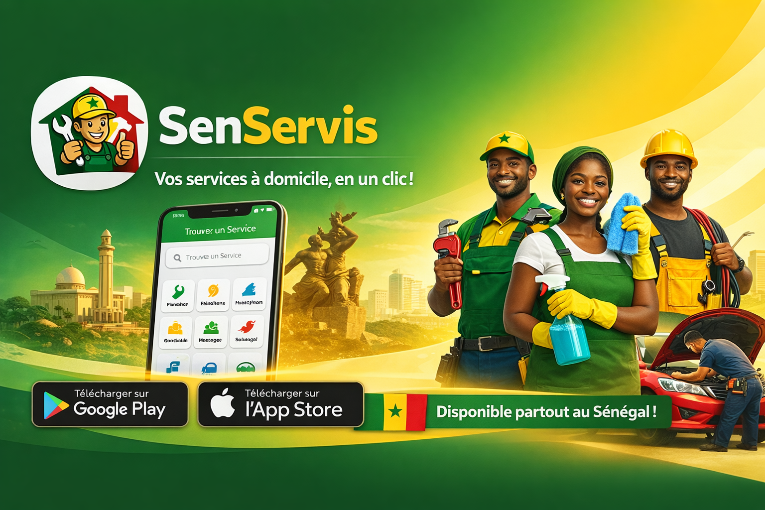 Bannière SenServis — vos services à domicile, en un clic